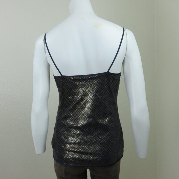 Banana Republic Blue Gold Sequin Cami Tank Top Size XS Stretch - Picture 6 of 11